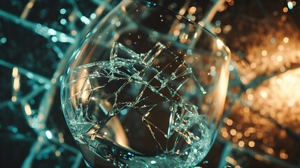 "Shattered Reflection: Person's Image in Broken Wine Glass, Ultra Realistic 8K - Digital Camera Prime Lens Capture"