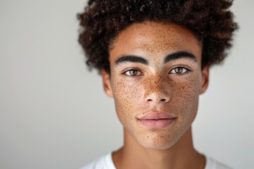 Close-up of a Young Man with Freckles