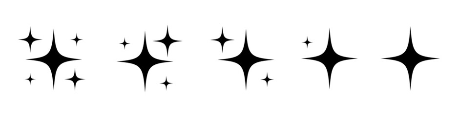 Sparkle star icons.  Sparkles symbols. Star emojis silhouette isolated. Stock Vector