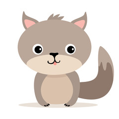 Flat illustration of a stylized cat. Cartoon little kitten, cute character for children. Vector illustration
