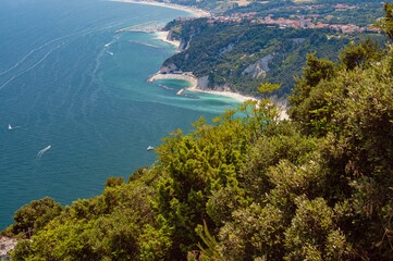 Conero Park, Ancona district, Marche, Italy, view of the beaches of Sirolo from Mount Conero