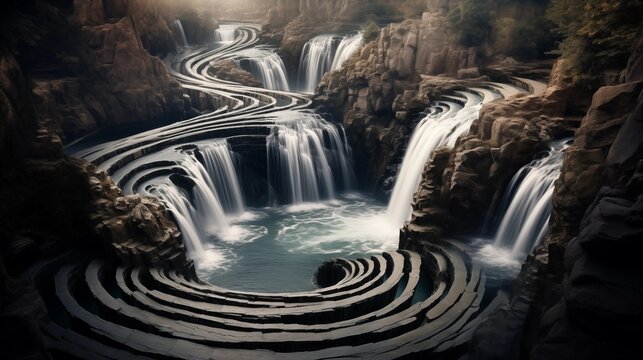 Escheresque Waterfall Spiral
