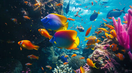 Naklejka na ściany i meble Colorful reef fishes