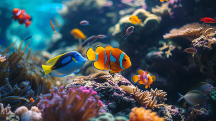 Naklejka na ściany i meble Colorful reef fishes