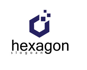 creative hexagon pixel logo design template