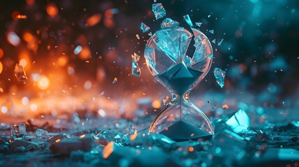 Time Escapes: Shattered Hourglass in Ultra Realistic 8K - Conceptual Photography