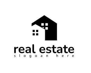 two shadows of the house front and back logo design template