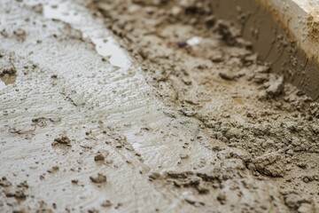 closeup of freshly poured concrete curing
