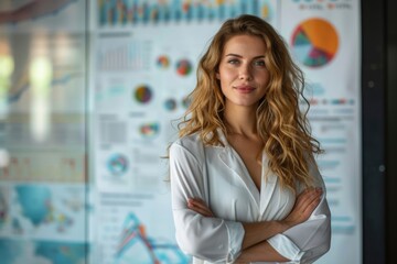 Photo a business woman standing confidently