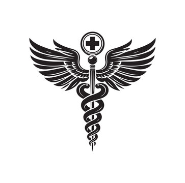 CADUCEUS SYMBOL VECTOR, MEDICAL AND HEALTH-RELATED ICON