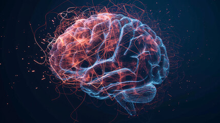Digital human brain on black background