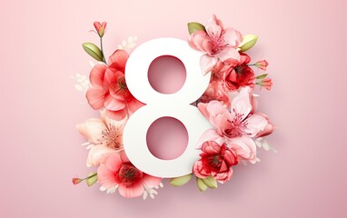 Eight of march template with glossy number eight march