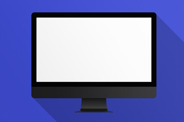 LCD monitor personal computer isolated template mono block. Blank screen mockup frame display to showcase website design project.
