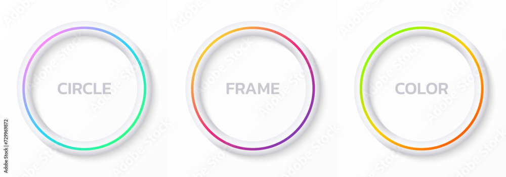 Canvas Prints circle frame, round border set. 3d circles with gradient, neon colors. vector illustration.