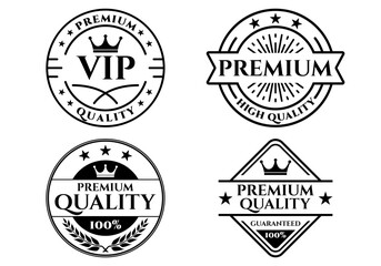 Premium Quality stamp, badge or logo set. Best quality badge or seal with crown and stars. Vector illustration.