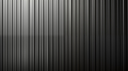 Vertical striped grey panel metal pattern. Spotlight black wall of building metallic texture abstract background design. Noir stylish. Dark interior styling backdrop textured wallpaper