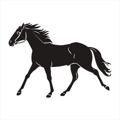 black silhouette of a  Horse  with thick outline side view isolated