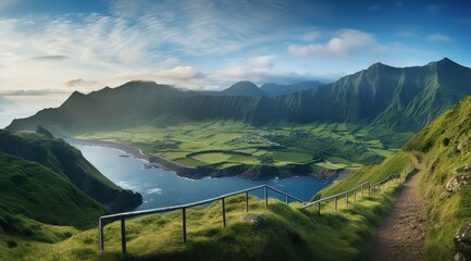 Mountain landscape Ponta Delgada island Azores
