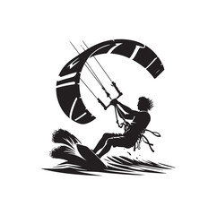 Vector kitesurfing vector illustration silhouette