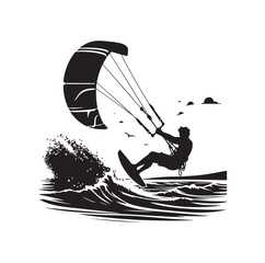 Vector kitesurfing vector illustration silhouette