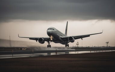 plane takes off at the airport 