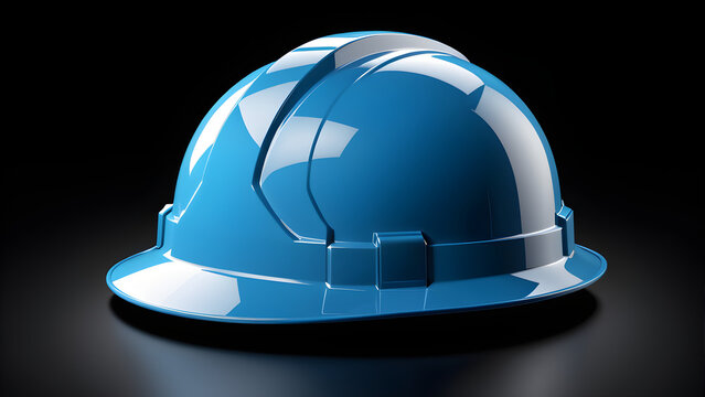 3d Hard Hat Icon Clipart Isolated On A Black Background. With Black Copy Space