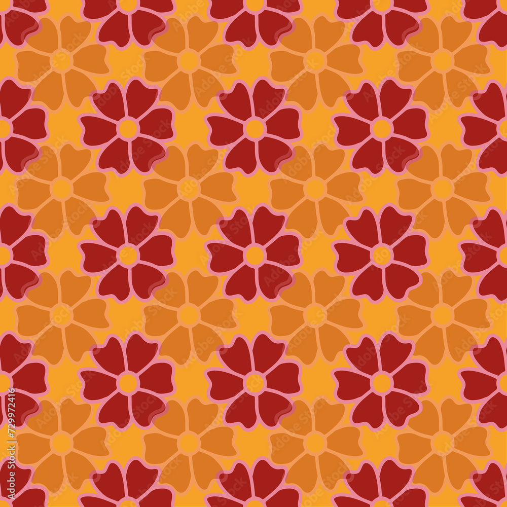 Poster seamless repeat pattern print with flowers
