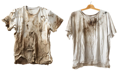 Aged White Shirt Showing Stains, Tears, and Wear