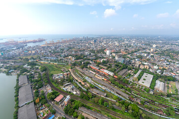 Naklejka na ściany i meble Panoramic View of Colombo City Sri-Lanka from lotus tower