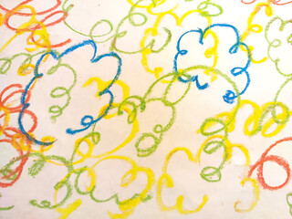 Abstract background, a finely drawn texture with multicolored clouds and smooth waves. Frame, place for text, copy space. Red, Brown, Yellow, Green