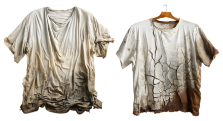 Weathered White Tee with Stains, Tears, and Wear