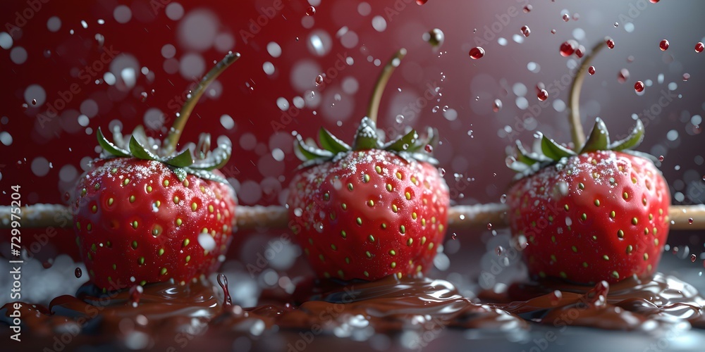 Canvas Prints Fresh strawberries under a shower of water drops, vibrant colors. ideal for culinary and healthy lifestyle themes. photographed close-up. no people present. AI