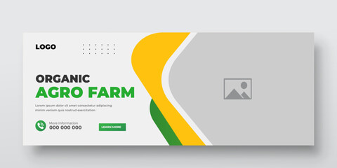 Agriculture farming service cover and  social media post lawn gardening colorful bundle template 