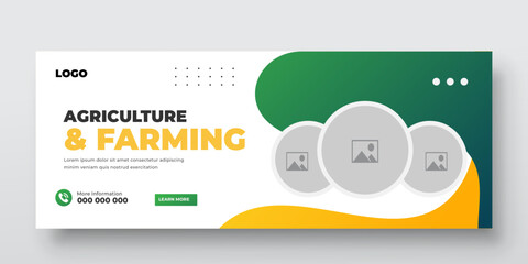Agriculture farming service cover and  social media post lawn gardening colorful bundle template 