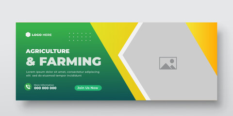 Agriculture farming service cover and  social media post lawn gardening colorful bundle template 