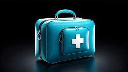 medical bag icon clipart isolated on a black background