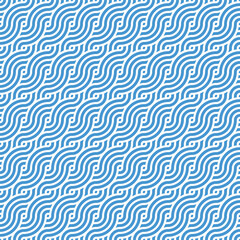 Seamless blue geometric japanese circles swirls and waves pattern