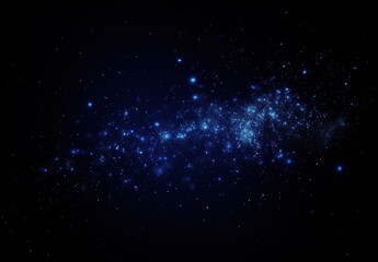 Fototapeta na wymiar Golden, Blue Glitter Trail with Stars Background