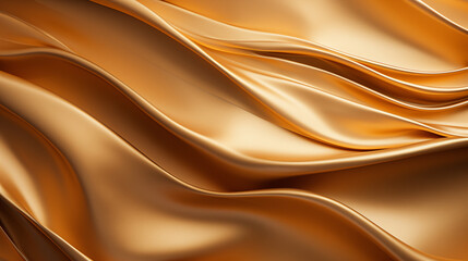 Silky golden textile waves metal pattern. Sophisticated metallic texture abstract background design. Ripples silk. Luxurious premium aesthetic backdrop textured wallpaper patterned