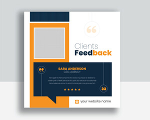 Customer feedback testimonial social media post web banner template	