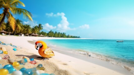 Fototapeta na wymiar Art summer holiday on tropical sea sandy beach;
