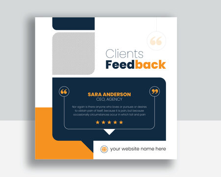 Customer feedback testimonial social media post web banner template	