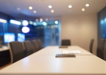 Modern Business  Office Ambiance Bokeh Interior with Distinct Workspaces, Blurred image modern  business Office