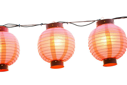 Lanterns in a Traditional Japanese Festival Isolated on Transparent Background