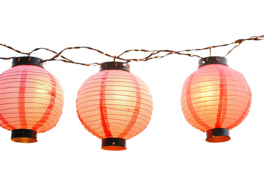 Lanterns in a Traditional Japanese Festival Isolated on Transparent Background