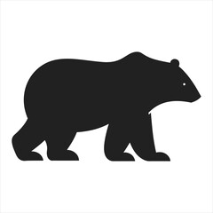 black silhouette of a Eurasian brown bear  with thick outline side view isolated