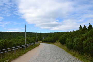 Black trial from Kopa peak to Sniezka moutain. Karkonosze mountains, Poland