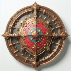 Fototapeta na wymiar old golden shield on white 