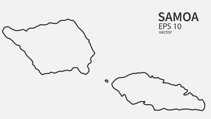 Vector line map of Samoa. Vector design isolated on white background.	
