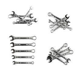 Wrenches of different sizes isolated on white background